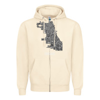 Sandshell chicago typography neighborhood map Zipper Hoodie - artisFamous