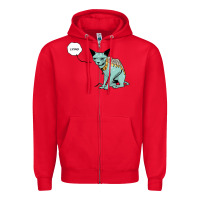 Red lying cat Zipper Hoodie - artisFamous