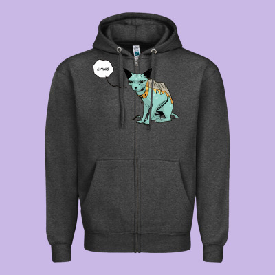 Lying Cat Zipper Hoodie Designed By Artisfamous
