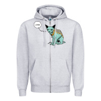 Heather Grey lying cat Zipper Hoodie - artisFamous