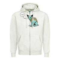 Oatmeal Heather lying cat Zipper Hoodie - artisFamous