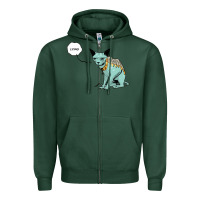 Sports Green lying cat Zipper Hoodie - artisFamous