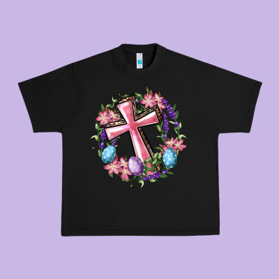 Cross With Floral Wreath And Easter Eggs Urban Heavy Tee Designed By Ranaportraitstore