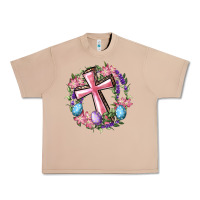 Burro Cross With Floral Wreath And Easter Eggs Urban Heavy Tee - RanaPortraitStore