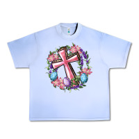 Grape Ice Cross With Floral Wreath And Easter Eggs Urban Heavy Tee - RanaPortraitStore