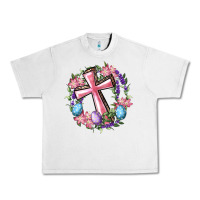 Lunar Rock Cross With Floral Wreath And Easter Eggs Urban Heavy Tee - RanaPortraitStore