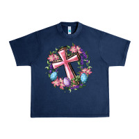 Navy Cross With Floral Wreath And Easter Eggs Urban Heavy Tee - RanaPortraitStore
