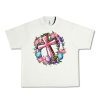Pistachio Cross With Floral Wreath And Easter Eggs Urban Heavy Tee - RanaPortraitStore