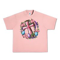 Salmon Cross With Floral Wreath And Easter Eggs Urban Heavy Tee - RanaPortraitStore