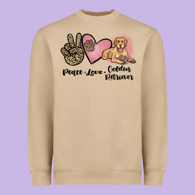 Peace Love Golden Retriever Heavyweight Sweatshirt Designed By Jahusdesignshop