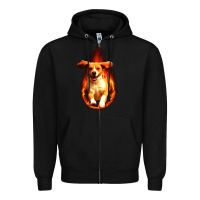 Black Dog In Fire Zipper Hoodie - artisFamous