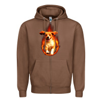 Chestnut Dog In Fire Zipper Hoodie - artisFamous