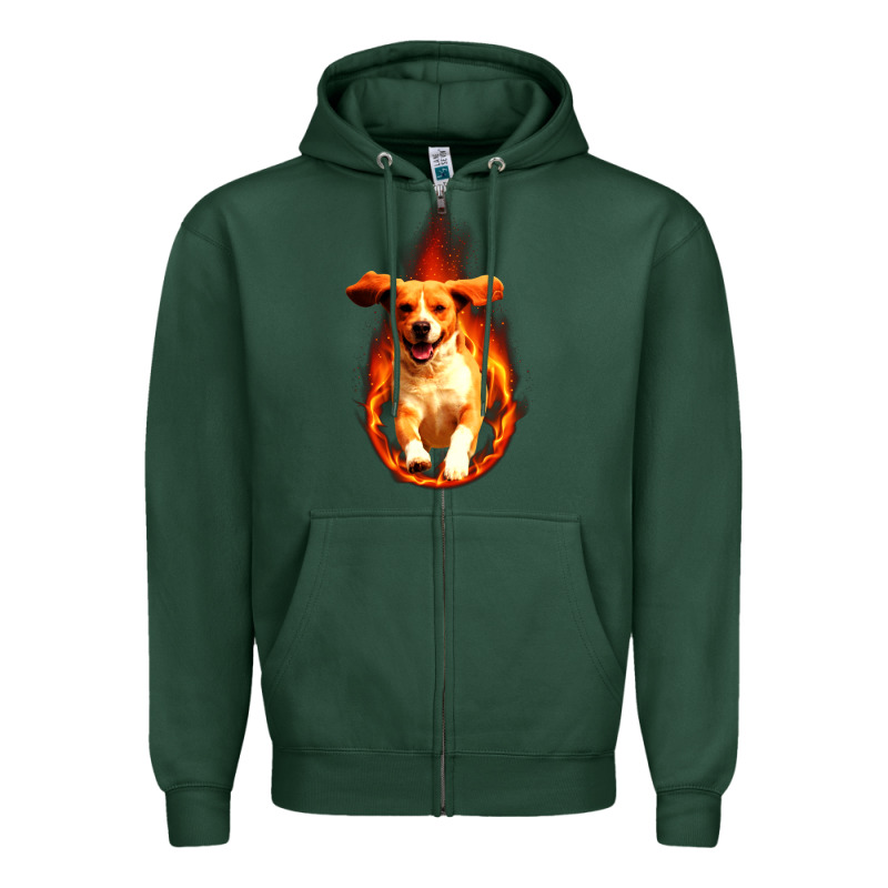 Dog In Fire Zipper Hoodie by artisFamous | Teevron