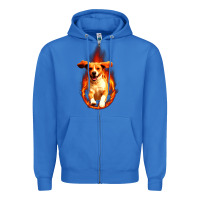 True Royal Dog In Fire Zipper Hoodie - artisFamous