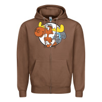 Chestnut Vintage Rocky And Bullwinkle Zipper Hoodie - artisFamous