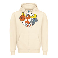 Sandshell Vintage Rocky And Bullwinkle Zipper Hoodie - artisFamous