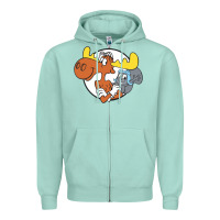 Seafoam Vintage Rocky And Bullwinkle Zipper Hoodie - artisFamous