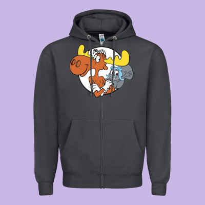 Vintage Rocky And Bullwinkle Zipper Hoodie Designed By Artisfamous