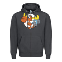 Smoke Vintage Rocky And Bullwinkle Zipper Hoodie - artisFamous