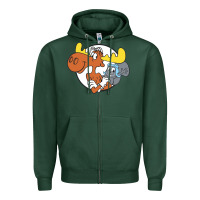 Sports Green Vintage Rocky And Bullwinkle Zipper Hoodie - artisFamous