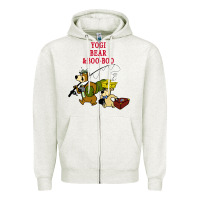 Oatmeal Heather yogi bear & boo boo Zipper Hoodie - artisFamous