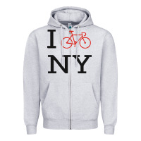 Heather Grey i bike ny funny bike Zipper Hoodie - artisFamous