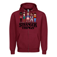Burgundy stranger kids Zipper Hoodie - artisFamous