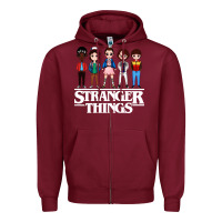 Burgundy stranger kids Zipper Hoodie - artisFamous