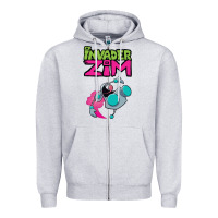 Heather Grey Invader Zim Gir Zipper Hoodie - artisFamous