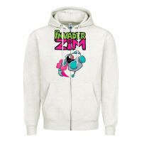 Oatmeal Heather Invader Zim Gir Zipper Hoodie - artisFamous
