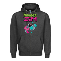Charcoal Heather Invader Zim Gir Zipper Hoodie - artisFamous