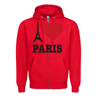 Red i love paris eiffel tower funny Zipper Hoodie - artisFamous