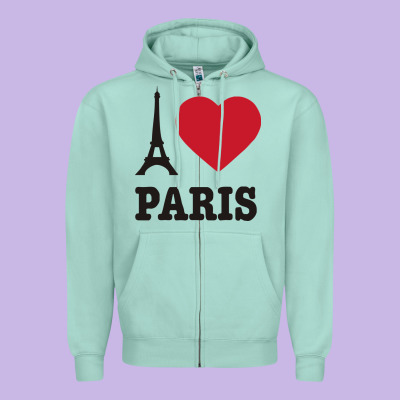 I Love Paris Eiffel Tower Funny Zipper Hoodie Designed By Artisfamous