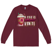 Burgundy V For is Valentine Venti Long Sleeve Tee - CowhideDigitalArt
