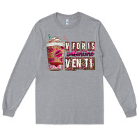 Heather Grey V For is Valentine Venti Long Sleeve Tee - CowhideDigitalArt