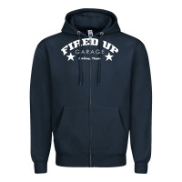 Navy fired up garage Zipper Hoodie - artisFamous