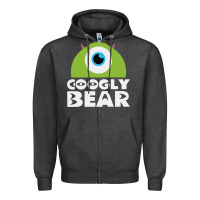 Charcoal Heather googly bear Zipper Hoodie - artisFamous