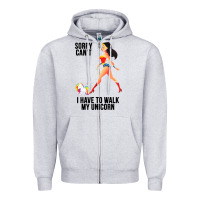 Heather Grey wonder woman sorry can't Zipper Hoodie - artisFamous