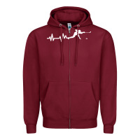 Burgundy hockey player heartbeat ice Zipper Hoodie - artisFamous