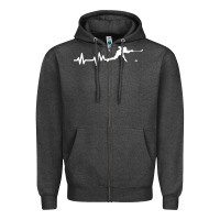 Charcoal Heather hockey player heartbeat ice Zipper Hoodie - artisFamous