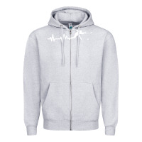 Heather Grey hockey player heartbeat ice Zipper Hoodie - artisFamous