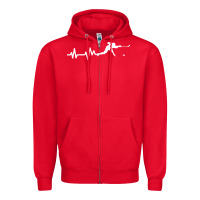 Red hockey player heartbeat ice Zipper Hoodie - artisFamous
