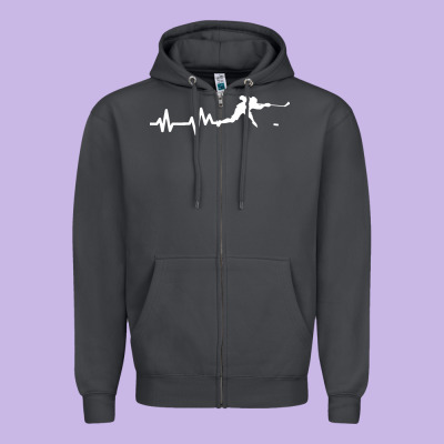 Hockey Player Heartbeat Ice Zipper Hoodie Designed By Artisfamous