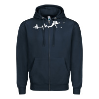 Navy hockey player heartbeat ice Zipper Hoodie - artisFamous