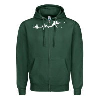 Sports Green hockey player heartbeat ice Zipper Hoodie - artisFamous