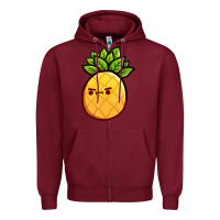 Burgundy pineapple fruits Zipper Hoodie - artisFamous