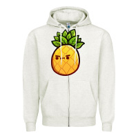 Oatmeal Heather pineapple fruits Zipper Hoodie - artisFamous