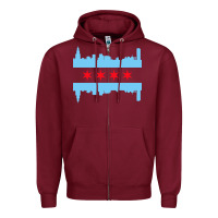 Burgundy awesome chicago city Zipper Hoodie - artisFamous