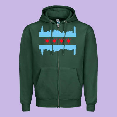 Awesome Chicago City Zipper Hoodie Designed By Artisfamous