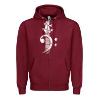 Burgundy musical guitar bass Zipper Hoodie - artisFamous
